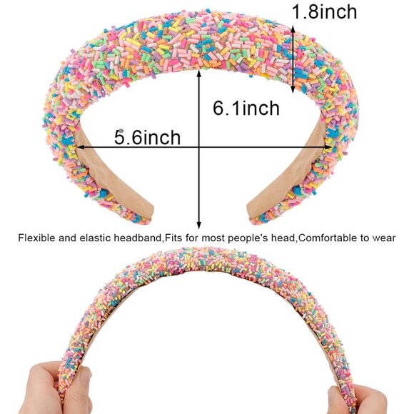 2 Pack Candy Headbands Padded Donut Glitter Hair Accessories for Women Girls main image 4
